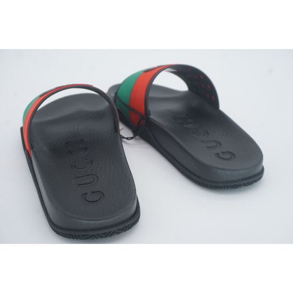 Gucci Agrado GG Logo Rubber Slide MuleSandals Size 35 G New $450 Red Green Black - Picture 8 of 12